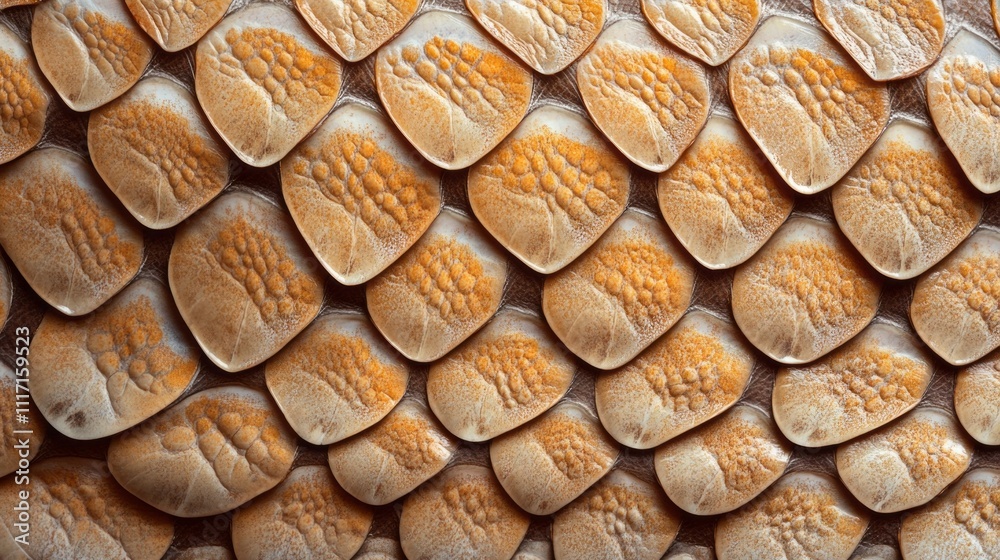 Poster A mesmerizing display of nature's artistry showcases a close-up of a textured surface, featuring intricate patterns and warm hues. The delicate details invite admiration and exploration