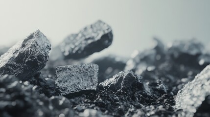 Close-up of raw metallic minerals and textures.
