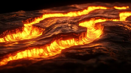 Close-up view of molten lava texture.