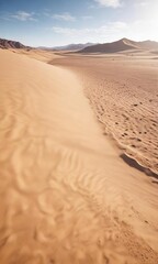 Desert sand dunes with a vast expanse of dry riverbed, dry land, desert