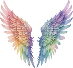 Obraz premium A rainbow colored angel wings on a white background