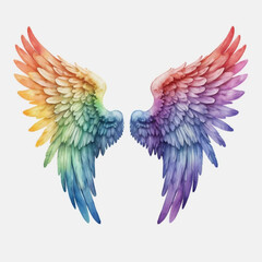 Obraz premium An image of a rainbow colored wing on a white background