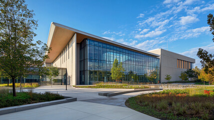 Obraz premium A modern research center with cutting-edge architectural elements.
