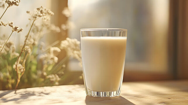 Nourishing almond milk glass, wholesome drink beverage healthy, pure non dairy alternative organic vegan, nutritious food fresh, natural delicious plant based.