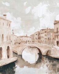 Vintage city or town landscape art painting, wall art, design, realistic, textured painting