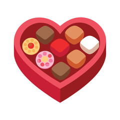 Heart-shaped box filled with chocolates