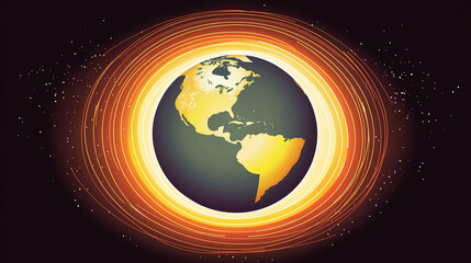 Fototapeta premium Earth axis diagram illustration showing the tilt of the Earth's rotational axis relative to its orbital plane, explaining the cause of seasonal changes and the distribution of sunlight.