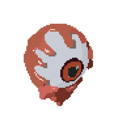 Eyeball pixel art, vector illustration on isolated background.