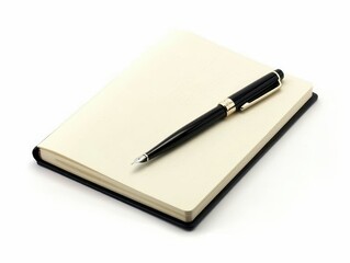 A sleek black pen rests on a blank notebook, symbolizing ideas waiting to be written and creativity ready to flow.