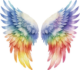 Obraz premium Rainbow angel wings watercolor illustration isolated