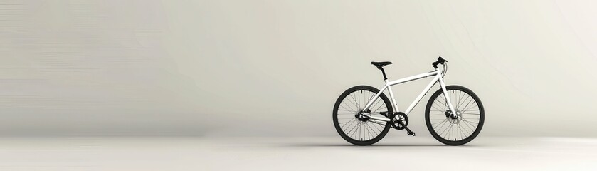 A sleek, modern bicycle stands alone against a minimalist background, emphasizing its design and functionality.