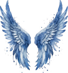 Obraz premium Blue angel Best wings watercolor illustration isolated on white background