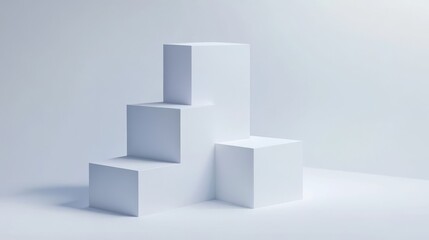 Minimalist white geometric shapes on a light background.