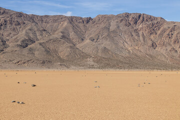 Rocks in the dry lake bed at The Racetrack at Death Valley National Park, California
