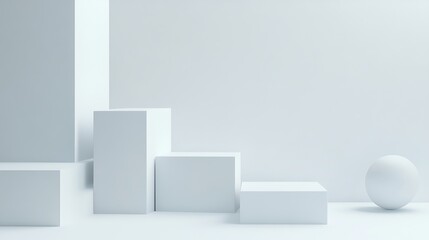 Minimalistic geometric shapes in white space.