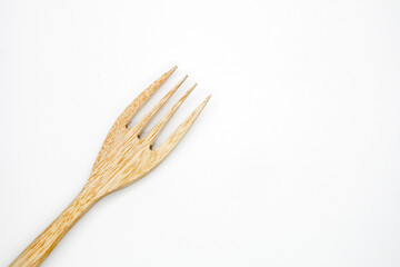 wooden fork isolated on white