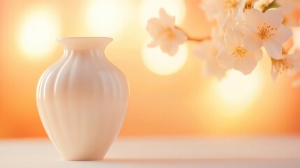 Fragile porcelain vase  white table,symbolizing vulnerability and fragility in life and relationships