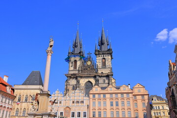 Obraz premium Church of Our Lady before Tyn (Chram Matky Bozi pred Tynem) Catholic church in Prague Czech (Praha, Czechia)