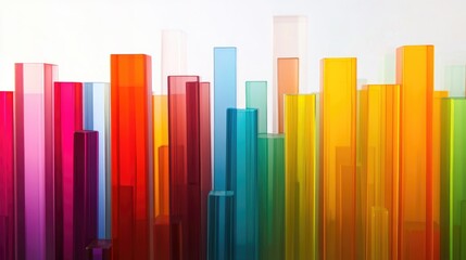 City skyline with colorful buildings