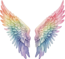Obraz premium Rainbow angel wings isolated on white background