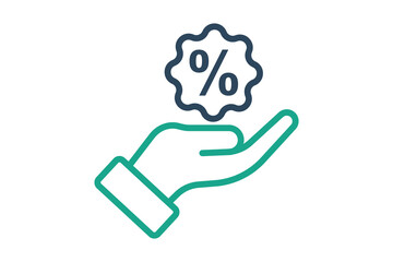 Offer icon. line icon style. hand with percent. icon related to procurement. procurement management elements vector illustration