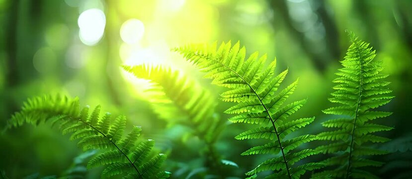 Green fern in summer forest.
