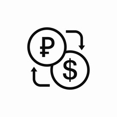 ruble to dollar exchange currency icon sign vector