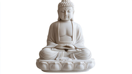 Serene White Buddha Statue  Meditation Pose  Peaceful Mindfulness