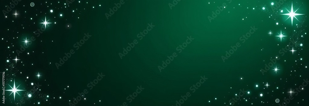 Poster a green background with a row of stars and a bright star in the middle