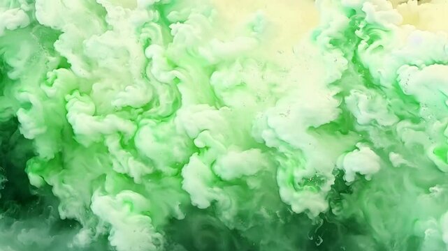 Abstract Green Swirls: An ethereal, painterly image of swirling green and white inks creating a mesmerizing abstract design. Perfect for backgrounds, website headers, or artistic projects. 