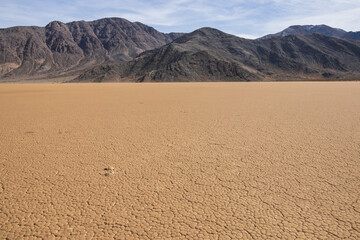 Rocks in the dry lake bed at The Racetrack at Death Valley National Park, California
