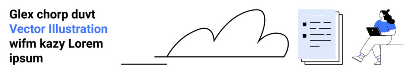 Cloud, checklist, and remote worker with laptop. Ideal for productivity, workflow, digital workspace, remote work, cloud computing, organization, efficiency Landing page