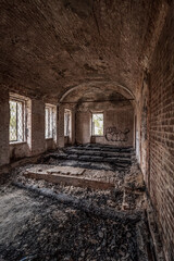 Ruins of an old abandoned building. A manor house of the early 19th century.