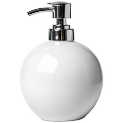 Obraz premium Elegant Modern Bathroom Soap Dispenser with a Sleek Round Design and Chrome Pump for Stylish Decor