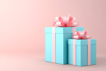 Obraz premium Two beautifully wrapped gift boxes with pastel colors, perfect for celebrations and surprises.