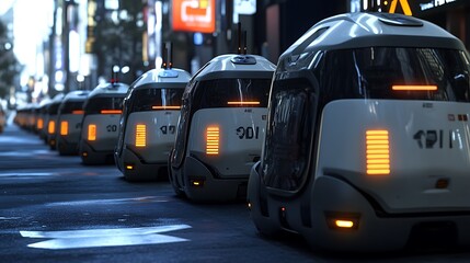 Autonomous Vehicles in a Futuristic Cityscape