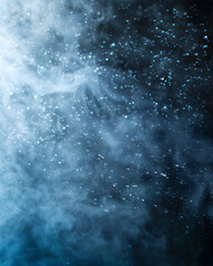 Obraz premium A blue background with smoke and steam. The background is very dark and the smoke and steam are floating in the air