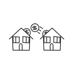 doodle transfer money from house to another house icon symbol 