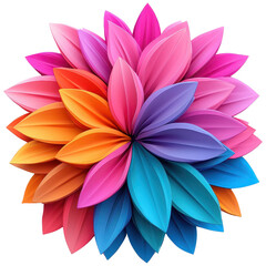 Fototapeta premium Vibrant Multicolored Flower Design Featuring Abstract Petals in Blue, Pink, and Orange Shades