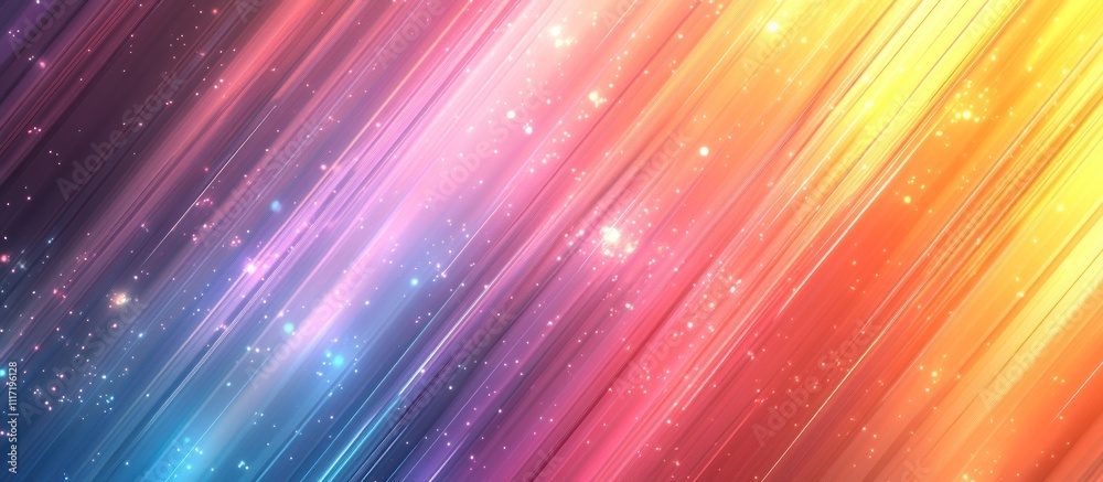 Wall mural abstract colorful diagonal lines and glowing particles background.