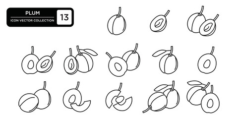 Plum icon collection, editable and resizable vector icon templates