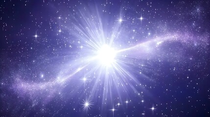 Obraz premium Stunning cosmic explosion, bright starburst in purple galaxy, celestial background.