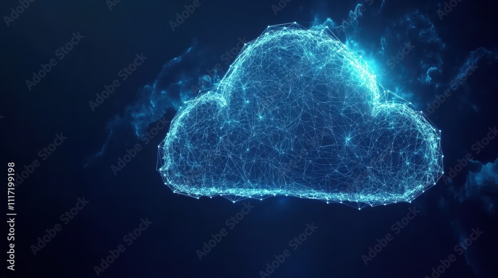 Poster innovative cloud computing technology for data management digital space visual content modern enviro