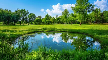 Collection of Vibrant Green Grass, Dew, Wildflowers, and Nature Scenes in Various Settings