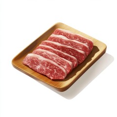 Savoring wagyu meat slices japanese wooden square platter gourmet food presentation japanese cuisine restaurant close-up luxurious dining experience