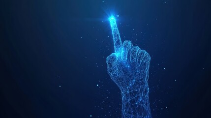 Digital finger gesture virtual realm graphic representation abstract environment close-up view technology concept