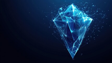 Digital diamond visualization abstract art modern design dark background futuristic concept technology innovation