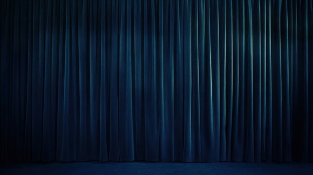 Dark blue velvet curtains, stage backdrop.