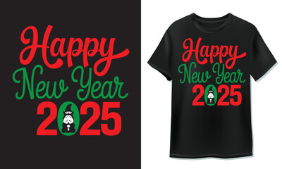 happy new year typography t shirt 