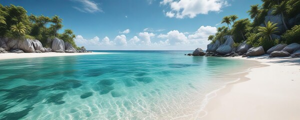 Secluded lagoon with crystal clear water and white sandy shores, lake, sea, water